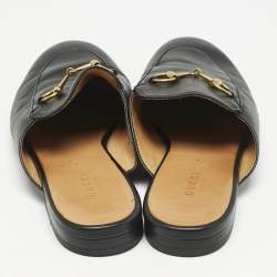 Gucci Black Leather Princetown Flat Mules Size 37