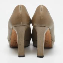 Gucci Metallic Gold Leather Horsebit Peep Toe Platform Pumps Size 37.5