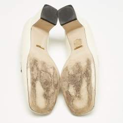 Gucci Off White Leather Zumi GG Block Heel Loafer Pumps Size 40