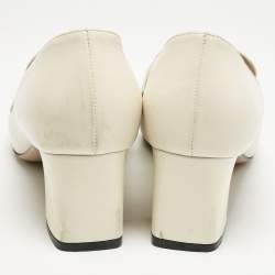 Gucci Off White Leather Zumi GG Block Heel Loafer Pumps Size 40