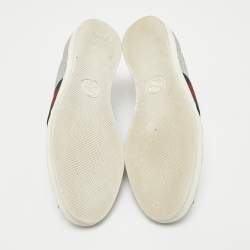 Gucci Silver Glitter Leather Bambi Web Sneakers Size 36