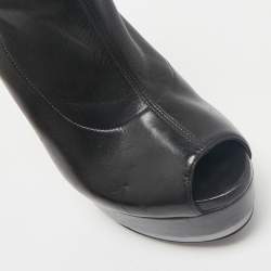 Gucci Black Leather Zipped Ankle Length Boots Size 39