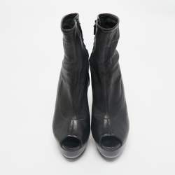 Gucci Black Leather Zipped Ankle Length Boots Size 39