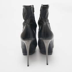 Gucci Black Leather Zipped Ankle Length Boots Size 39