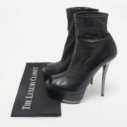 Gucci Black Leather Zipped Ankle Length Boots Size 39