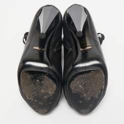 Gucci Black Leather Elastic Olimpia Open Toe Ankle Booties Size 37