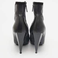 Gucci Black Leather Elastic Olimpia Open Toe Ankle Booties Size 37