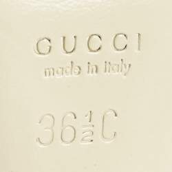 Gucci Cream Guccissima Leather Horsebit Mules Size 36.5
