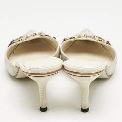 Gucci Cream Guccissima Leather Horsebit Mules Size 36.5