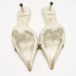 Gucci Cream Guccissima Leather Horsebit Mules Size 36.5