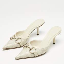 Gucci Cream Guccissima Leather Horsebit Mules Size 36.5