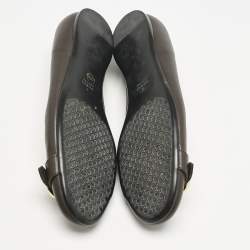 Gucci Dark Brown Leather GG Marmont Ballet Flats Size 40.5