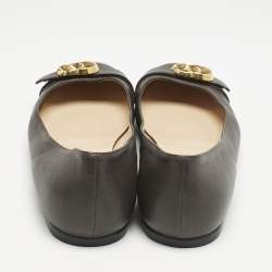 Gucci Dark Brown Leather GG Marmont Ballet Flats Size 40.5