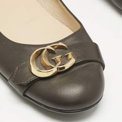 Gucci Dark Brown Leather GG Marmont Ballet Flats Size 40.5