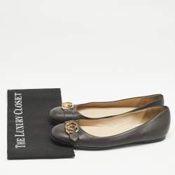 Gucci Dark Brown Leather GG Marmont Ballet Flats Size 40.5
