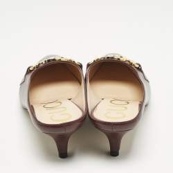 Gucci Burgundy Leather Unia Crystal Embellished Mules Size 35