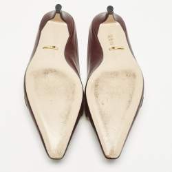 Gucci Burgundy Leather Unia Crystal Embellished Mules Size 35