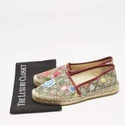 Gucci Beige/Brown GG Supreme Canvas Pilar Print Espadrille Flats Size 38.5