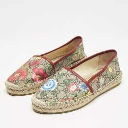Gucci Beige/Brown GG Supreme Canvas Pilar Print Espadrille Flats Size 38.5