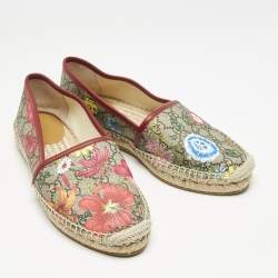 Gucci Beige/Brown GG Supreme Canvas Pilar Print Espadrille Flats Size 38.5