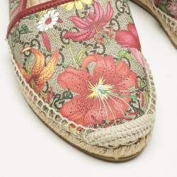 Gucci Beige/Brown GG Supreme Canvas Pilar Print Espadrille Flats Size 38.5