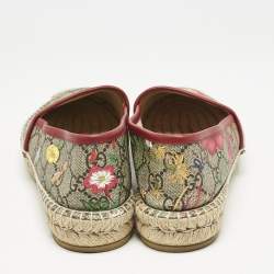 Gucci Beige/Brown GG Supreme Canvas Pilar Print Espadrille Flats Size 38.5
