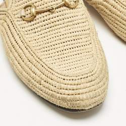 Gucci Beige Raffia Princetown Mules Size 40