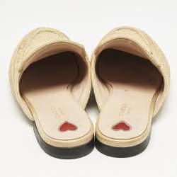 Gucci Beige Raffia Princetown Mules Size 40