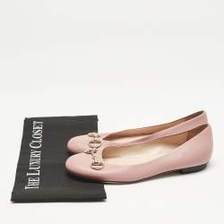 Gucci Pink Leather Horsebit Ballet Flats Size 37