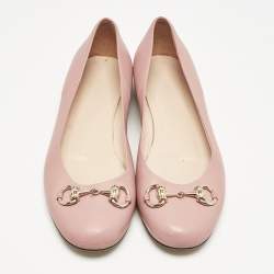 Gucci Pink Leather Horsebit Ballet Flats Size 37
