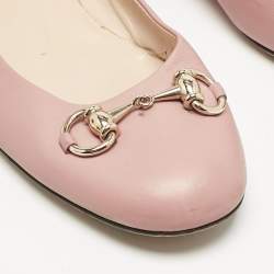 Gucci Pink Leather Horsebit Ballet Flats Size 37