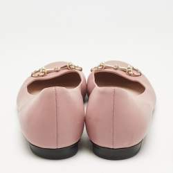 Gucci Pink Leather Horsebit Ballet Flats Size 37