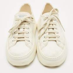 Gucci White GG Canvas Tennis 1977 Platform Sneakers Size 39