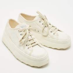 Gucci White GG Canvas Tennis 1977 Platform Sneakers Size 39