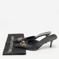 Gucci Black GG Canvas and Leather Vintage Horsebit Chain Mules Size 39