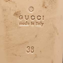 Gucci Black/Beige Lace and Leather Horsebit Princetown Flat Mules Size 38
