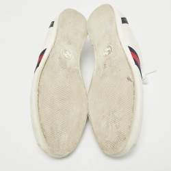 Gucci White Guccissima Leather Web Detail Lace Up Low Top Sneakers Size 40