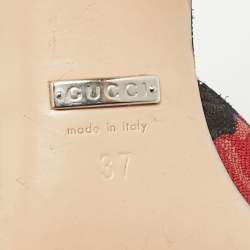 Gucci Black Floral Brocade Fabric Dionysus Square Toe Slip On Mules Size 37