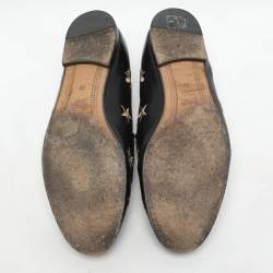 Gucci Black Leather Embroidered Bee Star Horsebit Slip On Loafers Size 38