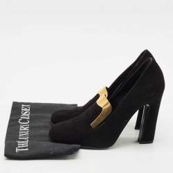 Gucci Black Suede Alma Classic Loafer Pumps Size 38.5