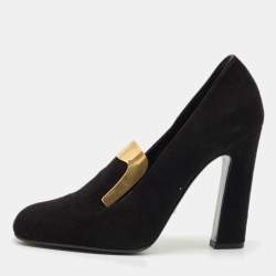 Gucci Black Suede Alma Classic Loafer Pumps Size 38.5