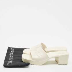 Gucci Cream Rubber Logo Slide Platform Sandals Size 39
