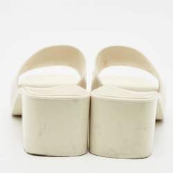 Gucci Cream Rubber Logo Slide Platform Sandals Size 39
