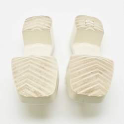 Gucci Cream Rubber Logo Slide Platform Sandals Size 39