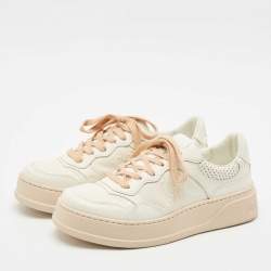 Gucci White Jumbo GG Embossed Leather Low Top Sneakers Size 39.5