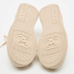 Gucci White Jumbo GG Embossed Leather Low Top Sneakers Size 39.5
