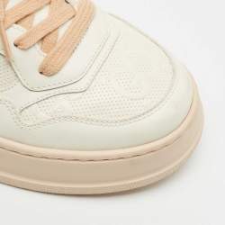 Gucci White Jumbo GG Embossed Leather Low Top Sneakers Size 39.5
