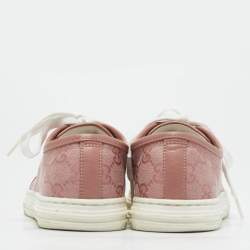 Gucci Pink GG Canvas and Leather Cap Toe Low Top Sneakers Size 36