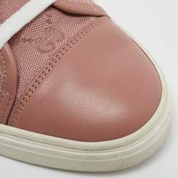 Gucci Pink GG Canvas and Leather Cap Toe Low Top Sneakers Size 36