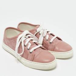 Gucci Pink GG Canvas and Leather Cap Toe Low Top Sneakers Size 36